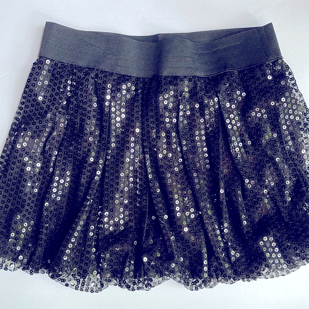 Sequin Bubble Skirt BCX girl Size L Black Mini Skirt